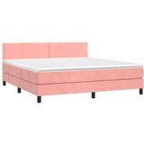  Box spring postelja z vzmetnico LED roza 160x200 cm žamet, (20894840) | Shoptok.si