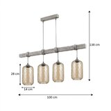 Brilagi Luster na sajli WOOD GLASS 4xE27/60W/230V borovina/siva/dimljeno braon | Eponuda.com