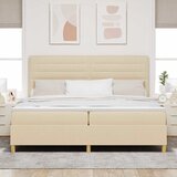  LED Box Spring Krevet s madracem Krema 200 x 200 cm tkanina | shoptok.hr