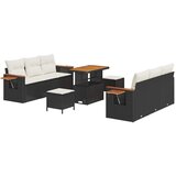 vidaXL Vrtna sedežna garnitura z blazino 9 pcs Črna in krem, (5000155244) | Shoptok.si