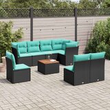  Vrtna garnitura - 9-dijelni set vrtnih sofa od poliratana s jastucima crni - Crna 1 | shoptok.hr