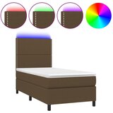 Maison Chic Box spring postelja - Vzmetna postelja z vzmetnico LED temno rjava 90x200 cm blago SL3192, (21903944) Cene