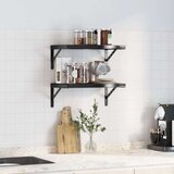 vidaXL Zidne police 2 kom 50 x 30 cm crne nehrđajući čelik | shoptok.hr
