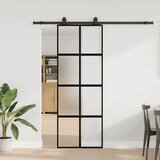 vidaXL Klizna vrata s priborom crna 76 x 205 cm kaljeno staklo Cijene