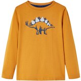 vidaXL Otroška majica z dolgimi rokavi temno oker 116 | Shoptok.si
