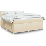 vidaXL Box spring postelja z vzmetnico krem 180x200 cm blago | Shoptok.si