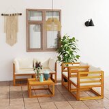  3057640 5 Piece Garden Lounge Set with Cushion Cream Solid Acacia Wood (311853+311866+2x311868) Cijene
