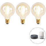 Calex Komplet 3 pametnih E27 zatemnjenih do toplih LED sijalk G95 goldline 7W 806 lm 1800K - 3000K Cene