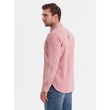 Ombre Men's REGILAR FIT cotton shirt with pocket - pink | shoptok.hr