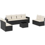 vidaXL Vrtna sedežna garnitura 9-delna z blazinami črn poli ratan, (21058131) | Shoptok.si