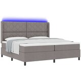 vidaXL Box Spring Postelja z Matracami in LED Taupe 200x200 cm Tkanina, (22050528) | Shoptok.si