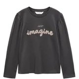 MANGO KIDS Top 'Imagine' antracit siva / svijetloroza / bijela