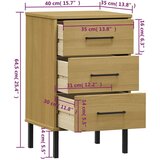  Nočna omarica s kovinskimi nogami rjava trdna borovina OSLO, (20734627) | Shoptok.si