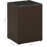  Bočni stolić sa staklenom površinom smeđi 35x35x52 cm poliratan | shoptok.hr