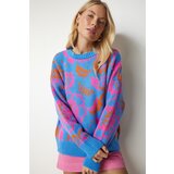 Happiness İstanbul Women's Sky Blue Patterned Knitwear Sweater Cene