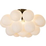 QAZQA Art deco stropna svetilka črna z opalnim steklom 4-light - Uvas Cene
