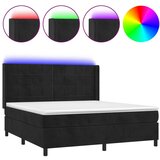 Maison Chic Box spring postelja - Vzmetna postelja z vzmetnico LED črna 160x200 cm žamet SL9623, (21905760) | Shoptok.si
