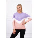 Kesi Sweater with geometric patterns purple+powder pink Cene
