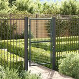 vidaXL mrežasta vrtna vrata pocinkano jeklo 100x200 cm siva | Shoptok.si