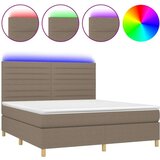  Box spring postelja z vzmetnico LED taupe 160x200 cm blago, (20899716) | Shoptok.si