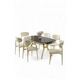 Hanah home Set trpezarijskog stola i stolica (7 delova) Olya Black Marble Gold Cream | Eponuda.com