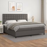 The Living Store Box spring postelja z vzmetnico siva 200x200 cm umetno usnje - Box Spring Postelja, (21518798) Cene