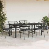  Vrtna garnitura - 6-dijelni vrtni blagovaonski set s jastucima crno Crna i tamno siva 200 x 100 x 74 cm 6 | shoptok.hr