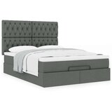 vidaXL Otomanski posteljni okvir z vzmetnico siv 140x200 cm blago | Shoptok.si