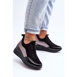 EVENTO PE1 Women's Slip-On Wedge Sneakers Black And Silver Farro | Eponuda.ba
