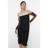 Trendyol Black Draped Detailed Dress Cene