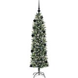vidaXL Umetno vitko božično drevo med 150 LED Zelena in bela 150 cm | Shoptok.si