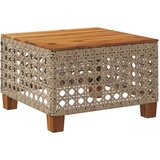 vidaXL Vrtni stol bež 55 x 55 x 36 cm od poliratana i bagremovog drva | shoptok.hr