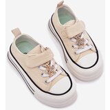 Boto Girls Sneakers With Golden Applique Bear Beige Solena | Shoptok.si