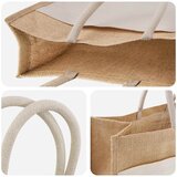  Torbe od jute s džepom 5 Prirodna i bijela 42 x 33 x 19 cm Slike