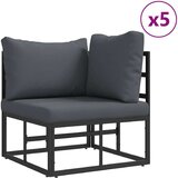 vidaXL Vrtna sedežna garnitura 7 pcs Črna 283 x 143 x 71 cm Aluminij | Shoptok.si