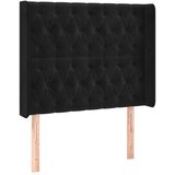Maison Chic posteljno vzglavje - vzglavna omarica - nočna omarica z ušesi črno 93x16x118/128 cm žamet, (21710504) Cene
