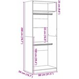 Ormarić s policom Crni hrast 80 x 50 x 200 cm Konstruirano drvo | shoptok.hr