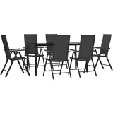  7-dijelni vrtni blagovaonski set od poliratana crni Crna Dužina stola 160 cm | shoptok.hr