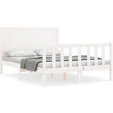 The Living Store Posteljni okvir z vzglavjem bel 140x190 cm trden les - Posteljni Okvir, (21523660) | Shoptok.si