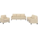  3-dijelni set sofa s jastucima krem od tkanine | shoptok.hr