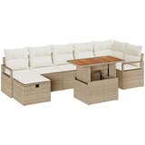 vidaXL 8-dijelni vrtni sofa set s jastučićima bež poli ratan, 2-sjedalni vrtni sofa s jastučićima bež poli ratan Cijene