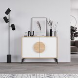 Marckeric Bijela/u prirodnoj boji niska komoda u dekoru hrasta 110x82 cm Vae – | shoptok.hr
