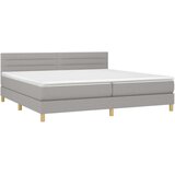 Box spring postelja z vzmetnico svetlo siva 200x200 cm blago, (20902270) | Shoptok.si