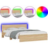  The Living Store Posteljni okvir z vzglavjem in LED sonoma hrast 160x200 cm - Posteljni Okvir, (21498159) | Shoptok.si