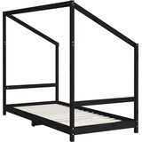  Okvir za dječji krevet crni 90 x 190 cm od masivne borovine | shoptok.hr