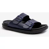 Big Star Lightweight Men's Slippers with Navy Blue Buckles