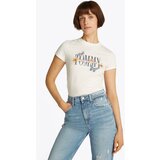 Tommy Jeans Majica safir / temno rumena / mandarina / bela | Shoptok.si