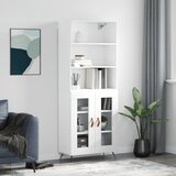 vidaXL Visoka omara bela 69,5x34x180 cm inženirski les Cene