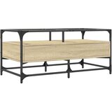 vidaXL Stolić sa staklenom površinom boja hrasta 98,5x50x45 cm čelik | shoptok.hr