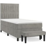 The Living Store Box spring postelja z vzmetnico svetlo siva 80x200 cm žamet - Box Spring Postelja, (21488434) | Shoptok.si